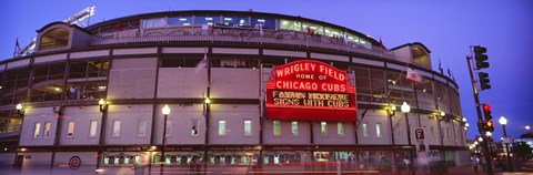 Framed Wrigley Field at night, USA, Illinois, Chicago Print