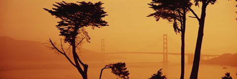 Framed Golden Gate Bridge Through the Fog Print