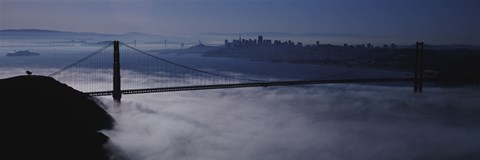 Framed USA, California, San Francisco, Fog over Golden Gate Bridge Print