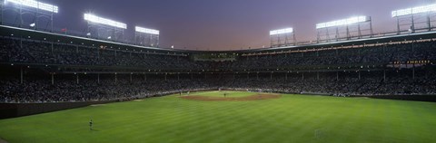 Framed Spectators watching a baseball match in a stadium, Wrigley Field, Chicago, Cook County, Illinois, USA Print