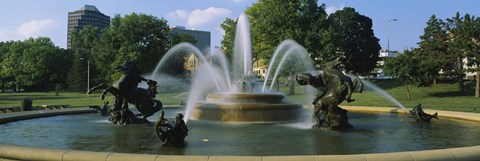 Framed Fountain in a garden, J C Nichols Memorial Fountain, Kansas City, Missouri, USA Print