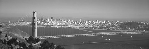 Framed Golden Gate Bridge, San Francisco, California, USA (black &amp; white) Print