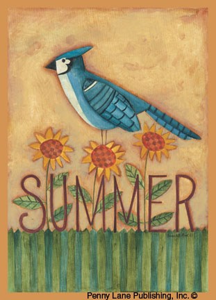 Framed Summer Blue Jay Print