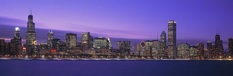 Framed Chicago Skyline with Purple Sky Print