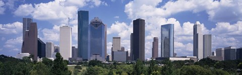Framed Buildings in a city, Houston, Texas Print