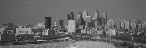 Framed Philadelphia Skyline (black &amp; white) Print