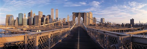 Framed Pedestrian Walkway Brooklyn Bridge New York NY USA Print