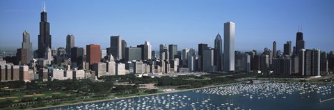 Framed Chicago Skyline with Water Print