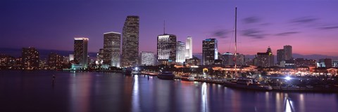 Framed Night Skyline Miami FL USA Print