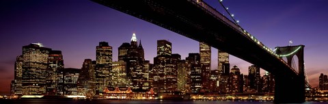 Framed Night Brooklyn Bridge Skyline New York City NY USA Print