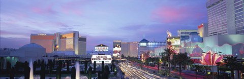 Framed Dark Blue Sky with Pink Coulds Over Las Vegas Print