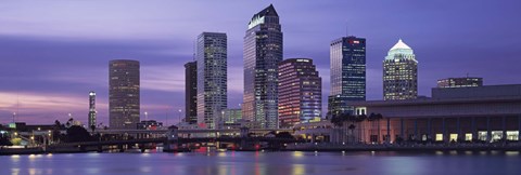 Framed USA, Florida, Tampa, View of an urban skyline at night Print