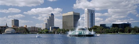 Framed Buildings at the waterfront, Lake Eola, Orlando, Florida, USA Print
