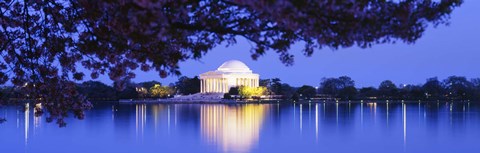 Framed Jefferson Memorial at Night Print