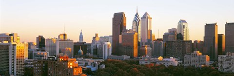 Framed Philadelphia in the Sun, Panoramic View Print