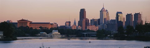 Framed Buildings on the waterfront, Philadelphia, Pennsylvania, USA Print