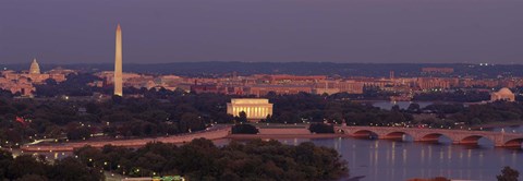 Framed USA, Washington DC, aerial, night Print