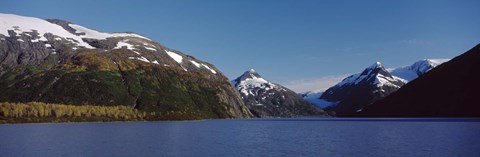 Framed Mountains at the seaside, Chugach National Forest, near Anchorage, Alaska, USA Print