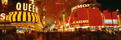 Framed Casino Lit Up At Night, Fremont Street, Las Vegas, Nevada Print
