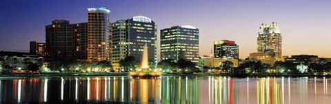 Framed Skyline At Dusk, Orlando, Florida, USA Print