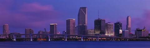 Framed Buildings At The Waterfront, Miami, Florida, USA (purple sky) Print