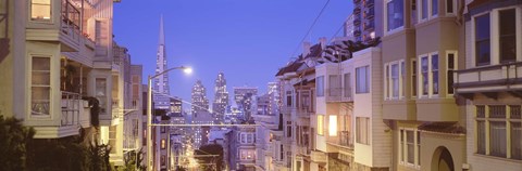 Framed San Francisco Street with view of Skyscrapers Print