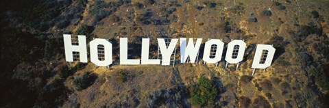 Framed USA, California, Los Angeles, Aerial view of Hollywood Sign at Hollywood Hills Print