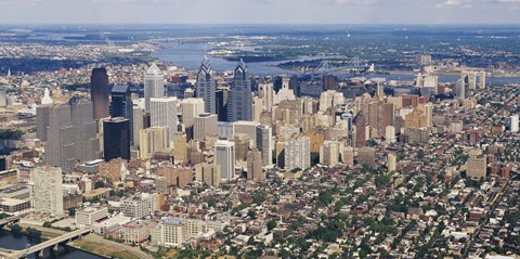 Framed Aerial view of a city, Philadelphia, Pennsylvania Print