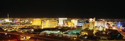 Framed High Angle View Of Buildings Lit Up At Night, Las Vegas, Nevada Print