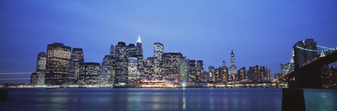 Framed New York Ciry at Night with Bright Blue Sky Print