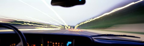 Framed Truck In Motion From Driver's Perspective, Atlanta, Georgia, USA Print