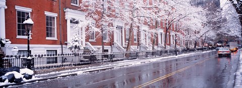 Framed Winter, Snow In Washington Square, NYC, New York City, New York State, USA Print