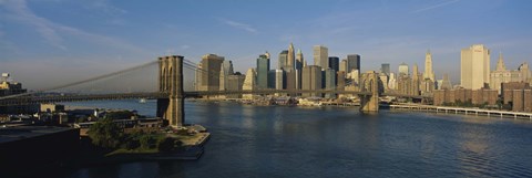 Framed Bridge Across A River, Brooklyn Bridge, NYC, New York City, New York State, USA Print