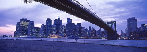Framed Brooklyn Bridge and New York City Skyline Print