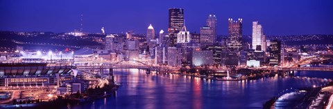 Framed USA, Pennsylvania, Pittsburgh at Dusk Print