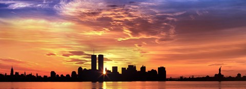 Framed US, New York City, skyline, sunrise Print