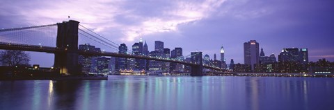 Framed Skyscrapers In A City, Brooklyn Bridge, NYC, New York City, New York State, USA Print