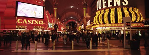Framed USA, Nevada, Las Vegas, The Fremont Street, Large group of people at a market street Print