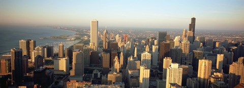Framed High angle view of buildings in a city, Chicago, Illinois Print