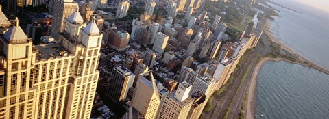 Framed High angle view of a highway along a lake, Lake Shore Drive, Chicago, Illinois, USA Print