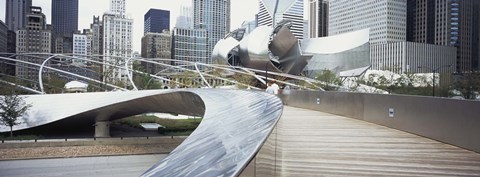 Framed Footbridge in a park, Millennium Park, Chicago, Illinois, USA Print
