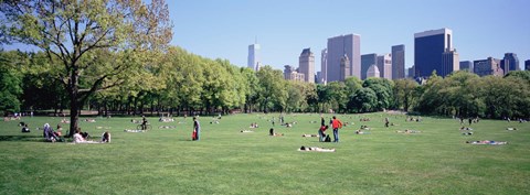 Framed Group Of People In A Park, Sheep Meadow, Central Park, NYC, New York City, New York State, USA Print