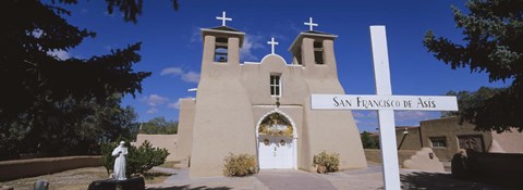 Framed Cross in front of a church, San Francisco de Asis Church, Ranchos De Taos, New Mexico, USA Print