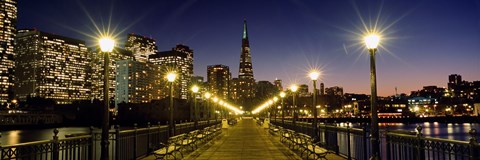 Framed Buildings lit up at night, Transamerica Pyramid, San Francisco, California, USA Print