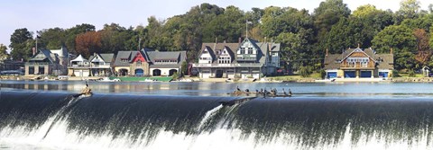 Framed Boathouse Row at the waterfront, Schuylkill River, Philadelphia, Pennsylvania Print