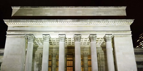Framed Low angle view of a building, 30th Street Station, Schuylkill River, Philadelphia, Pennsylvania, USA Print