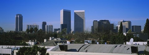 Framed Buildings and skyscrapers in a city, Century City, City of Los Angeles, California, USA Print