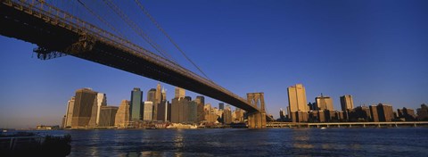 Framed Brooklyn Bridge, East River, Manhattan, New York City, New York State Print