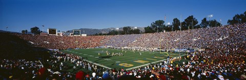 Framed High angle view of spectators watching a football match in a stadium, Rose Bowl Stadium, Pasadena, California Print