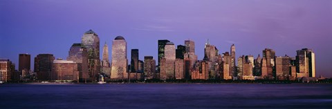 Framed Dark Purple Sky Behind the New York City Skyline Print